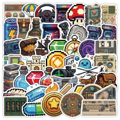 50Pcs Cool Pixel Style Video Game Logo Graffiti Stickers for Game Console Phone Decor Classic Gaming Sticker
