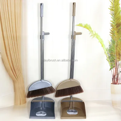 Household Floor Cleaning Vertical Windproof Dustpan and Plastic Soft Broom Hand Sweeper Broom