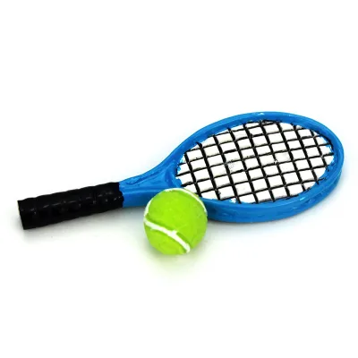 Dollhouse Mini Resin Tennis and Tennis Racket Model Toys