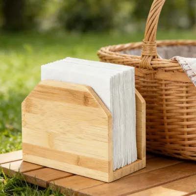 Home Restaurant Kitchen Holds Paper Napkins Holder Rustic Stylish Bamboo Vertical Tabletop Napkin Holder