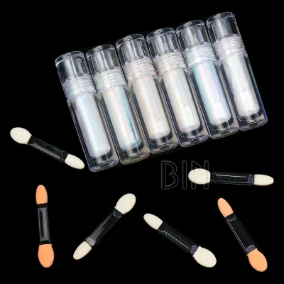 BIN 6 Color Small Tube Quick Dry Liquid Chrome Powder Aurora White Pigment With Brush