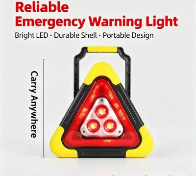 Multi Function Car Warning Triangle with LED Emergency Light Solar Charging USB Port Camping Lamp Flashlight and Power Bank