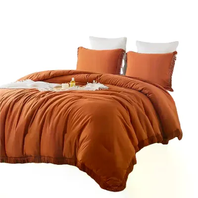 Solid Color Sanding Polyester Soft Warm Comfortable Modern Platform Bed Set