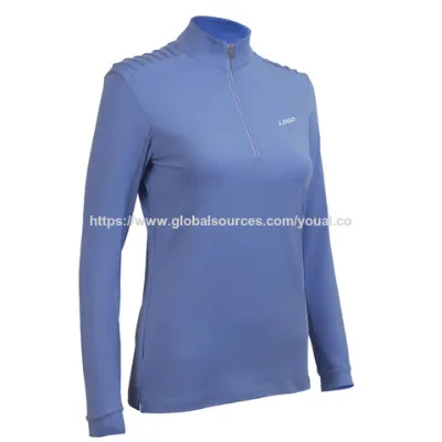 Women's equestrian riding long sleeve polo shirt, quick drying, UV protection uniform zip top OEM