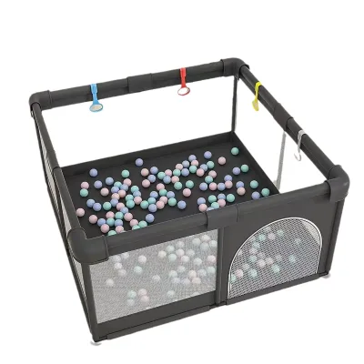 Quick Fold Portable Baby Playpen Patchwork Design Unisex Fabric Fence Playmat 120x180cm Kids Playpen
