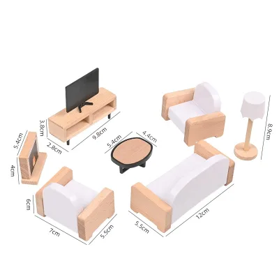 Educational Toy Wooden Doll House Furniture Set Mini Furniture Wood Doll-mini Furniture-kitchen Toy