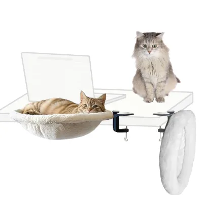 Adjustable Cat Desk Mounted Hammock Sturdy Pet Office Table Hanging Bed with Cushion