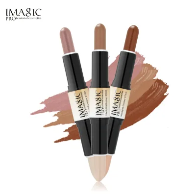 IMAGIC Waterproof Long Lasting Face Brightens Concealer  Shades Pen Double-End Highlighter Contour Stick