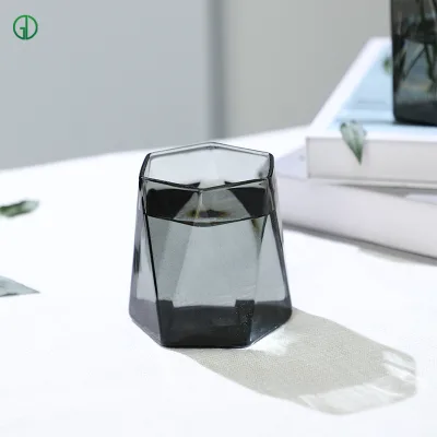 Custom Transparent Black Glass Cups Diamond Glass Cup With Handle Heat-Resistant Light Luxury Colored Glass Water Cup