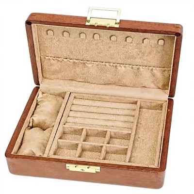 Bescott 2-Layer Solid Wood Jewelry Box Lock Unisex Vintage Velvet Organizer for Earrings Bracelets Watches-China Mother's Day