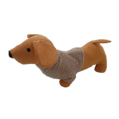 Cute Sausage Dog Dachshund Shape Polyester Nature Sand Filled Fabric Animal Door Stopper Book Stopper Wall Protectors
