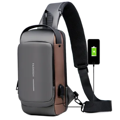 2024 New Fashion Waterproof Chest Bag USB Men Crossbody Sling Bag Men Crossbody Bag for Men