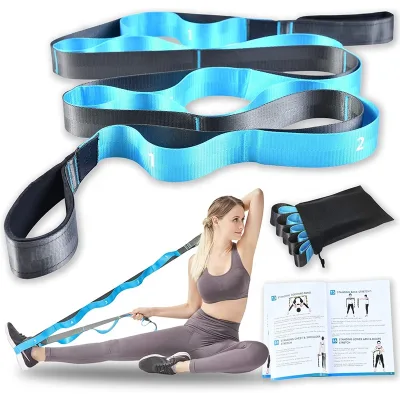 Adjustable D-Ring Buckle for Stretching Fitness Exercise Digital Full Printing Polyester Yoga Strap