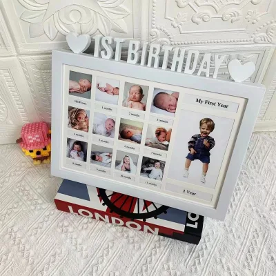 My First Year Portable Newborn Photo Frames 12 Month Baby Hand and Footprint Kit Picture Photo Frame