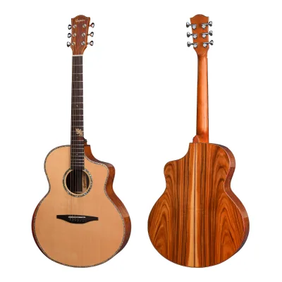 GIDOO MUSIC Full Size 41inch High Gloss JF Shape Solid Spruce Top Acoustic Guitar with Armrest Design