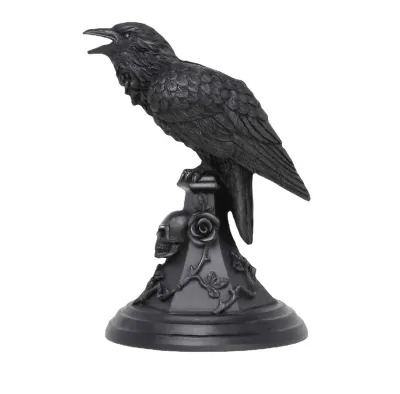 New Halloween Products in Animal Resin Home Furnishing Black Owl Resin Candlestick Resin Black Raven Tealight Candle Holder