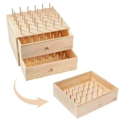 90-Pools Wooden Thread Box Sewing and Embroidery Thread Holder/Rack Organizer for Tool Storage