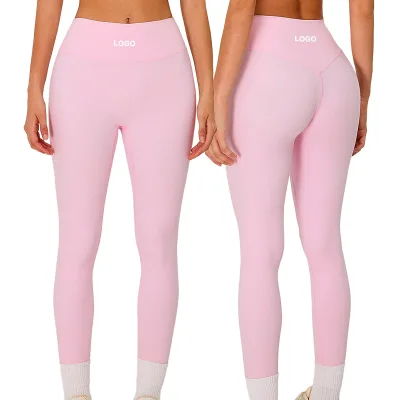 TM0220 High Elanstic Quick-dry Yoga Pants High Waist Lift-hip Solid Color Sports Pant No Akward Line Fitness Running