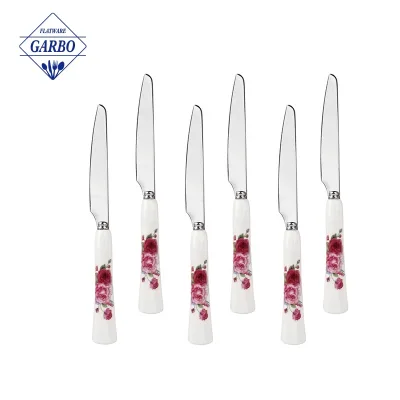Wedding Party Birthday Utensils Tableware 420 Stainless Steel Fruit Knives Heavy Duty Ceramic Handle Elegant Dessert Knifes