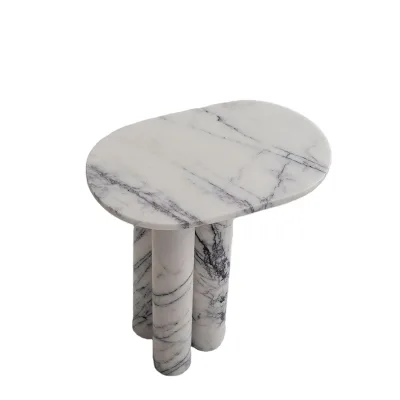 Oval Coffee Table Modern Living Room Furniture Marble Side Table Natural Stone Furniture White Marble Sofa Corner Table