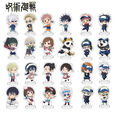 Wholesale 8PCS/SET 6CM Jujutsu Gojo Yuji Geto Nanami Mini Anime Acrylic Stand Plate Fans Gifts Decoration