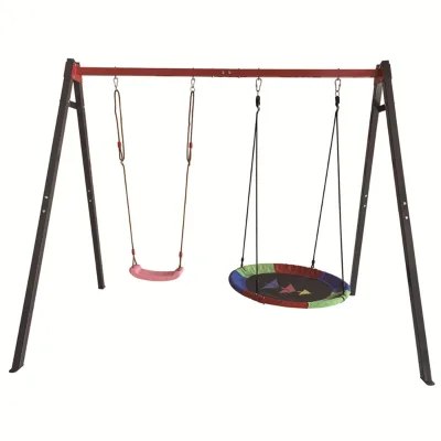 2024 New Arrival 2 Station Steel Outdoor Swing Set for Kids