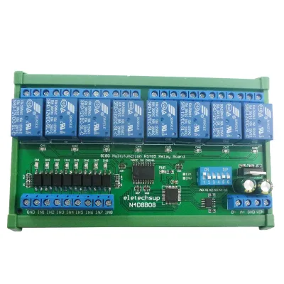 N4D8B08 8 Input 8 Output 12V 13mA RS485 Relay Modbus RTU Protocol DIN35 Track Enclosure PLC Expansion Board
