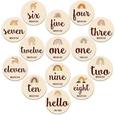 Hand Made High Quality Hello Newborn Baby Announcement Sign Pregnancy Monthly Wooden Milestone Cards