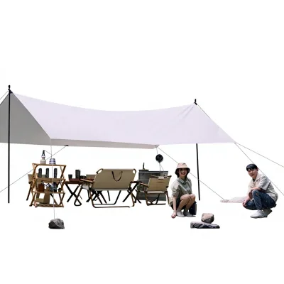 Black-coated Silver-coated Oxford Cloth Canopy Tent Outdoor Camping Portable Manual Butterfly-Shaped Sun Rain Shelter 3000mm