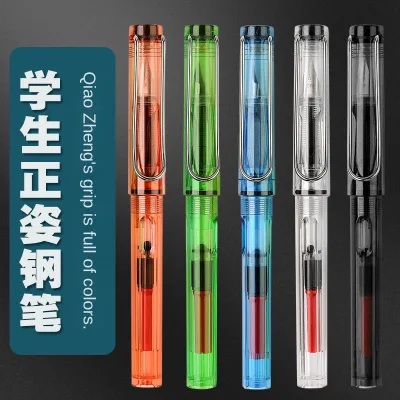 High Quality Custom Logo Plastic Fountain Pen for Students Multiple Colors Stainless Steel Tip Wholesale