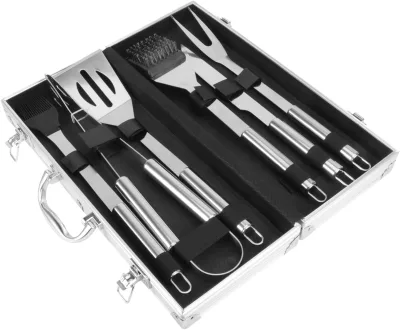 Premium Portable Easy Clean 6-pcs Stainless Steel BBQ Grilling Tools Set With Carry Case