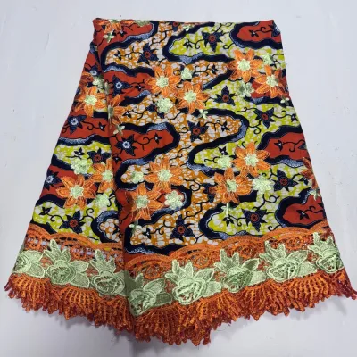 New Arrival Eco-Friendly 100% Cotton Embroidered Wax Print Ankara Lace Fabric for Dresses & Home Textiles