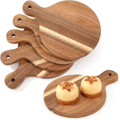 7x5 Inch Small Round Wooden Charcuterie Boards Wedding Favor Bulk Supplies Portable Engravable Mini Acacia Cutting Cheese Board