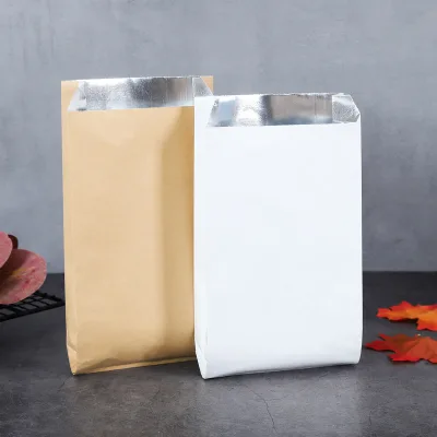Manufacturer Disposable Wax Coated Greaseproof Biodegradable Paper Bags for Pizza Hot Dogs Chicken Hamburgers Fast Food Takeaway