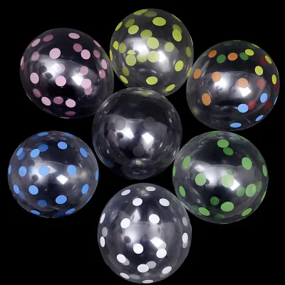 12 " Transparent Colorful Polka Dot Printed Balloon Color Polka Dot Thickened Round Latex Balloon