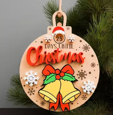 New 3D Wooden Christmas Countdown Ornaments Eco-friendly Red/Green 11x9cm for Home Party Decor Christmas Tree Hanging Gifts