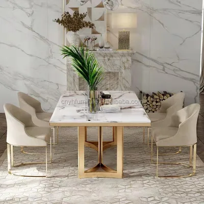 Minimalist Restaurant Italian Dining Table Set Glass Dining Table and Chairs 12 Seat Dining Table