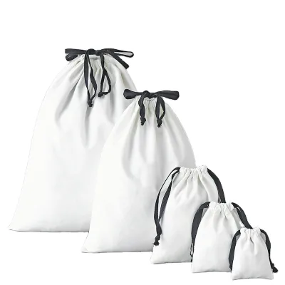 Customizable Gift Wedding Candy Bag Large Size Dustproof Cotton Canvas Bag with Black Drawstring