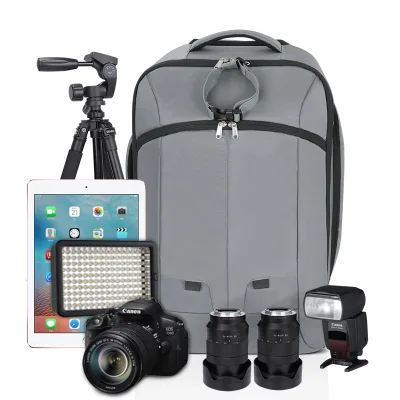 Professional Vintage Casual Style DSLR Camera Trolley Bag Portable Wheeled Suitcase Durable Zipper Closure Digital Gear Camera