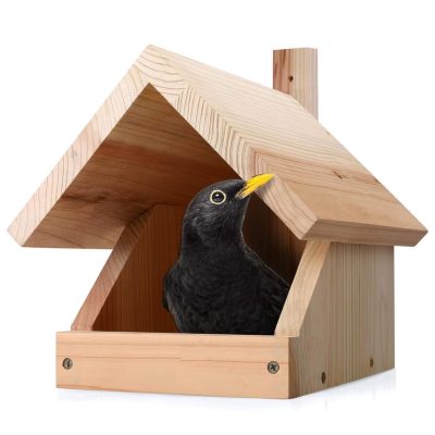 Wooden Garden Hanging Birdhouse Solid Wood Bird Nesting Box Wooden Bird Houses for Semi-Cavity Breeders