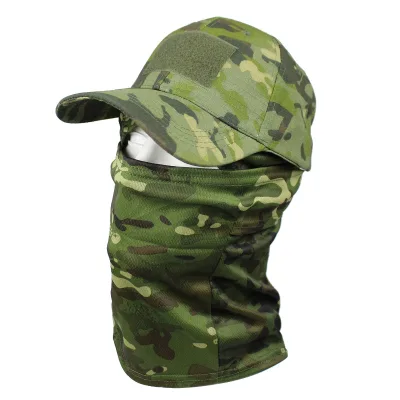 Tactical Camo Baseball Cap Face Mask Set Unisex Outdoor UV Protection Camping Fishing