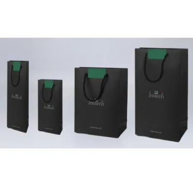Whosale Fashion Black Printed Jewelry Customized Gift Paper Bag With Logo and Rope Handle Recyclable Paper Shopping Bags Luxury