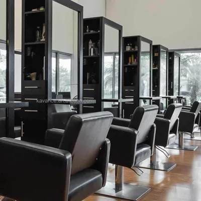 Modern Style Barber Shop Furniture Double Side Black Light Salon Barber Decorative Mirror for Salon With Drawer