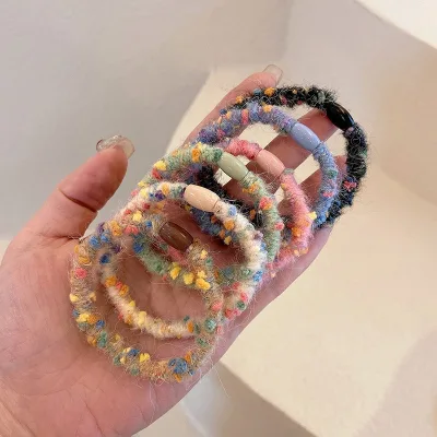 Autumn Winter New Arrival Design Multicolor Plush Ponytail Elastic Hair Bands Korean Style Hair Scrunchies Women Hair Ties