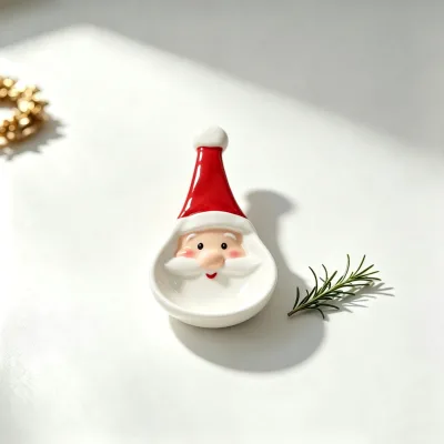 Santa Head Ceramic Spoon Rest Red Hat Festive Xmas Kitchen Decor Christmas Spoon Holder Gift