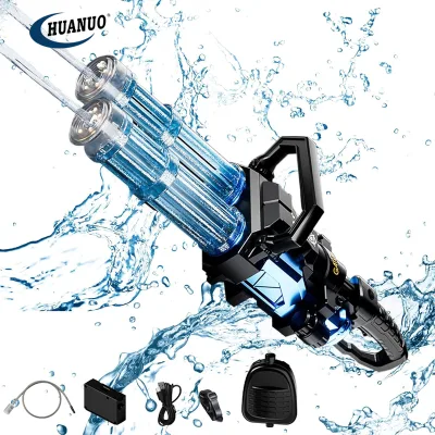 Kids Watergun Adults Strongest Double Barrel Large Capacity Water Gun Toys Rotary Electric Gatling Water Gun