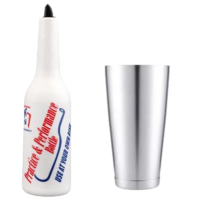 Colored Luxury Eco-Friendly Stainless Steel Boston Cocktail Shaker Flair Bartender Practice Bottle Disposable Metal Material