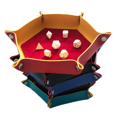Laserable Leather Board Game Accessories Snap Foldable RPG Dice Rolling Customize DnD Dice Tray