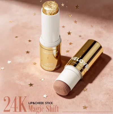 Jelly Blush Stick Lip & Cheek Dual-use  Natural Contouring Color-changing Brightening 24 K Gold Blush Stick