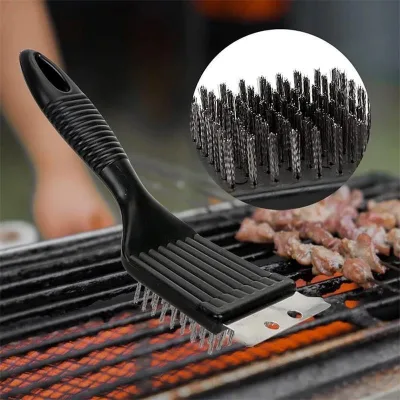 Cross-border Stainless Steel BBQ Brush Steel Wire Outdoor Camping Grill Cleaning Brush for Barbecue Auxiliary Tool